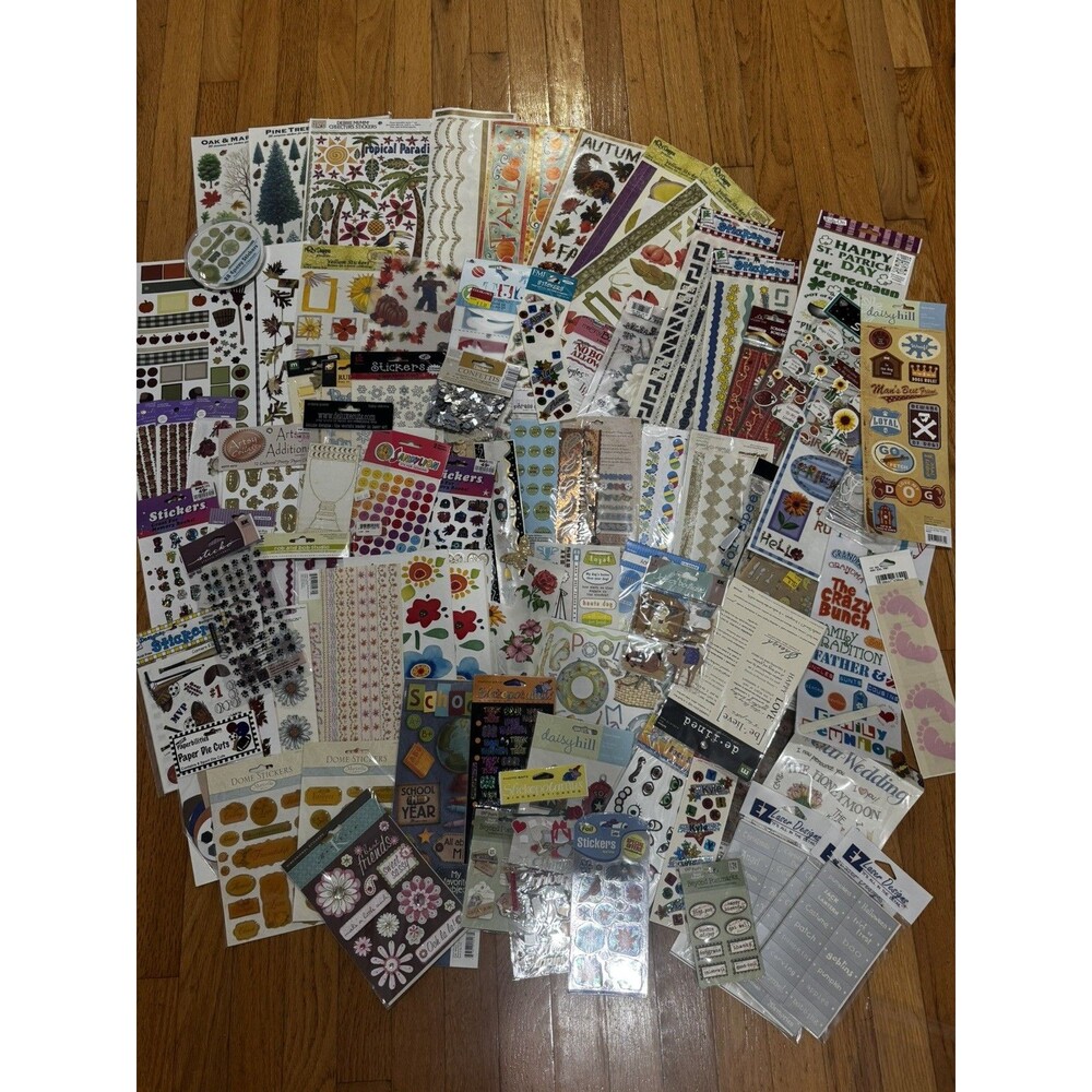 Huge Lot Of vintage Stickers Sealed and used Scrapbook supplies Crafts Borders